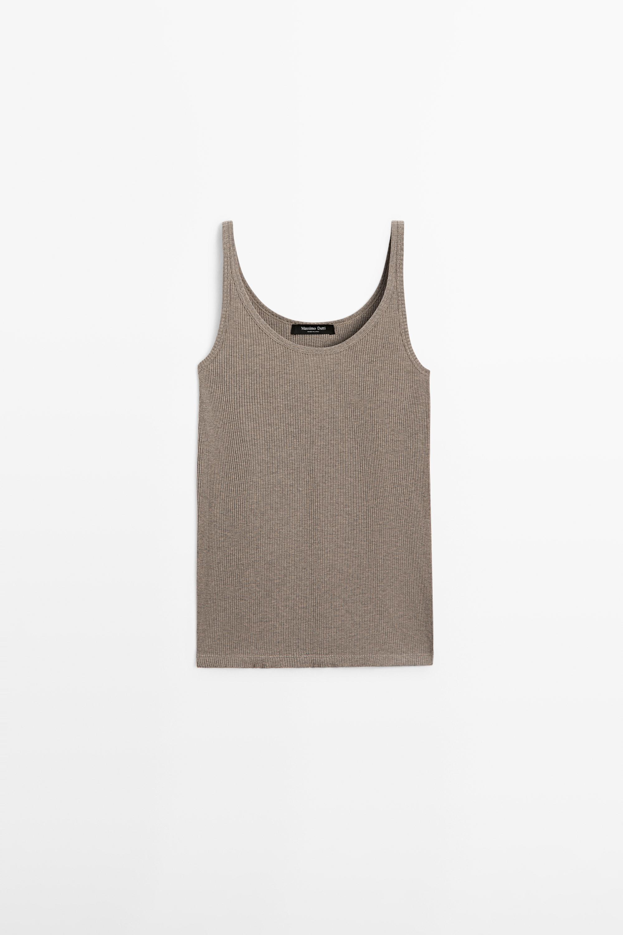 Ribbed silk blend strappy top